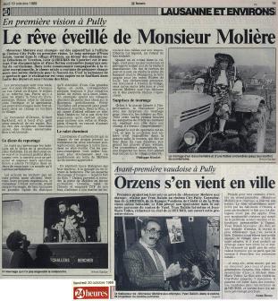 24heures 19 et 20 octobre 1989 Monsieur Moliere aux champs Orzens