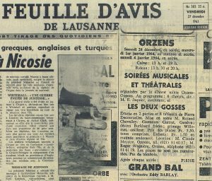 FEUILLE D AVIS DE LAUSANNE 27 dec 1963 LES DEUX GOSSES Orzens