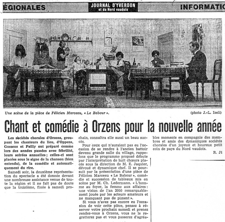 Journal d Yverdon BABOUR janvier 1979 Orzens