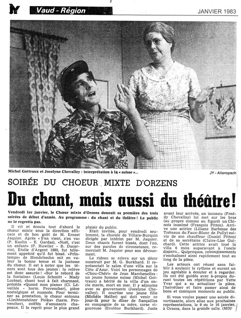 Journal d-Yverdon CHOU CHERI 1982 Orzens