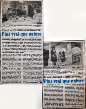 Journal du Nord vaudois 1989 pages 1 et 20 MONSIEUR MOLIERE AUX CHAMPS Orzens