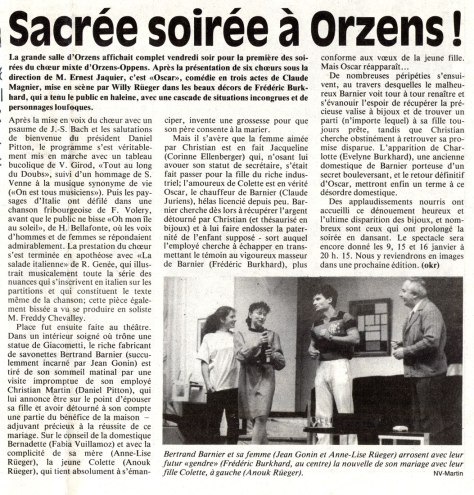 Journal du Nord vaudois 4 janvier 1993 OSCAR Orzens