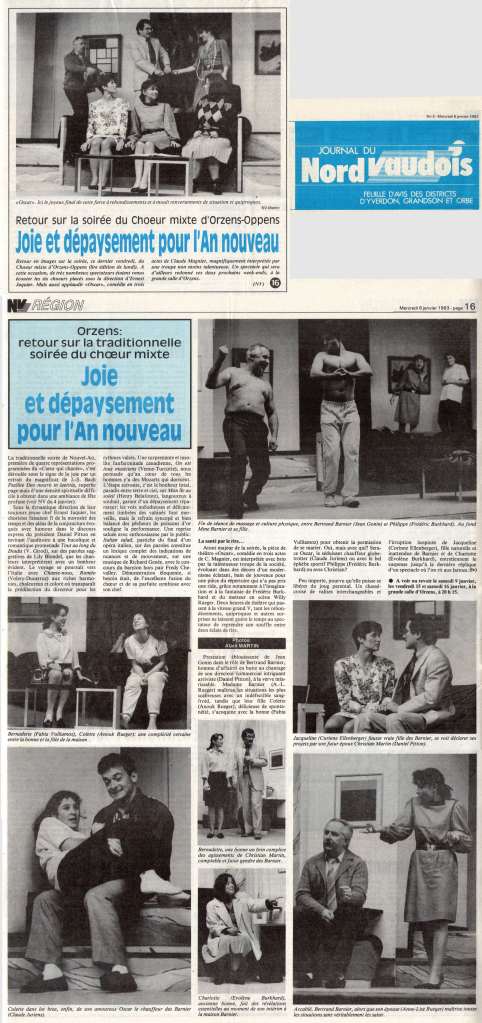 Journal du Nord vaudois 6 janvier 1993 OSCAR Orzens