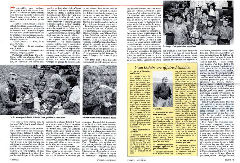 L-HEBDO 5 janvier 1989 Monsieur Moliere aux champs Orzens pages 44-45