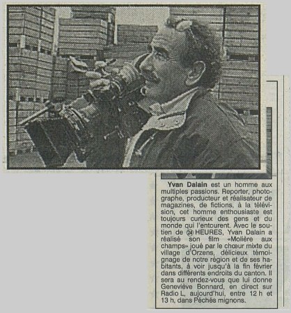 Yvan Dalain tournage Monsieur Molière aux champs - gare de Bercher 1988