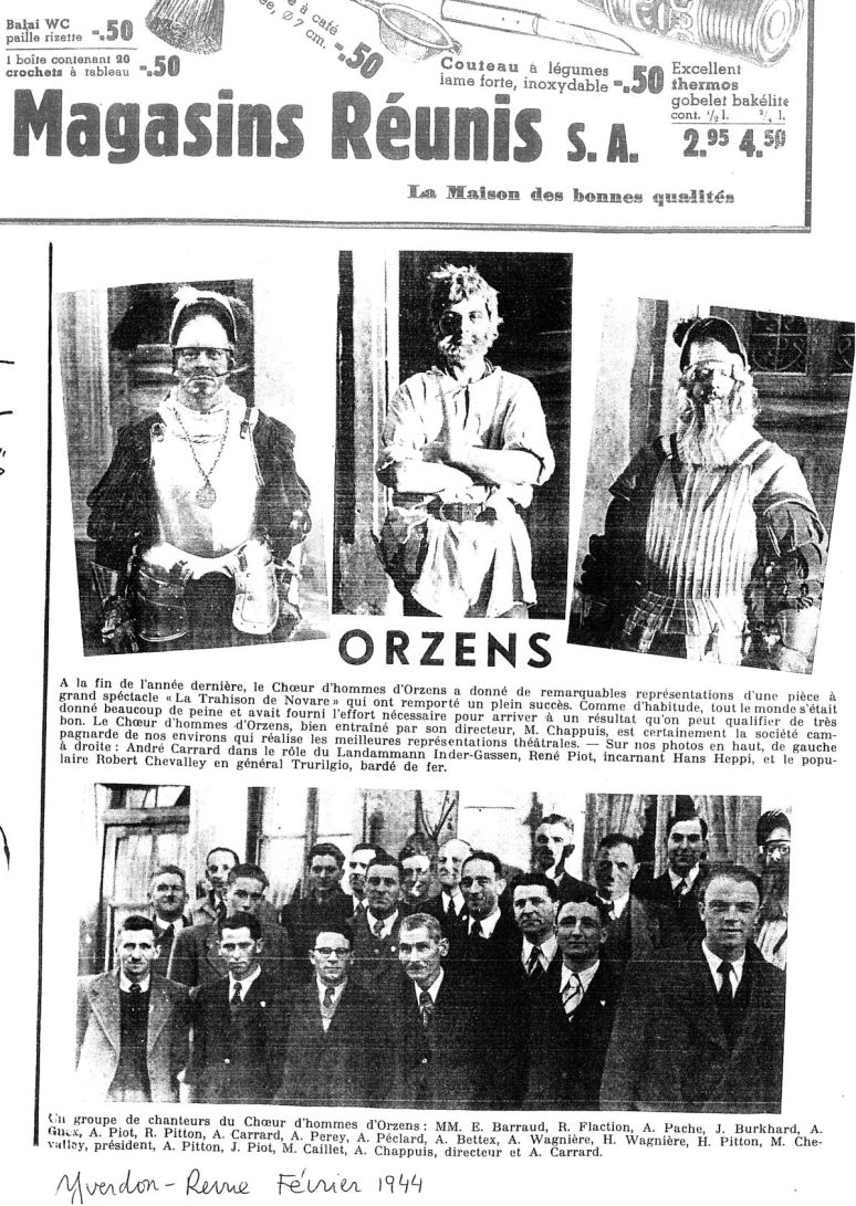 yverdon revue 1944 la trahison de Novare Orzens