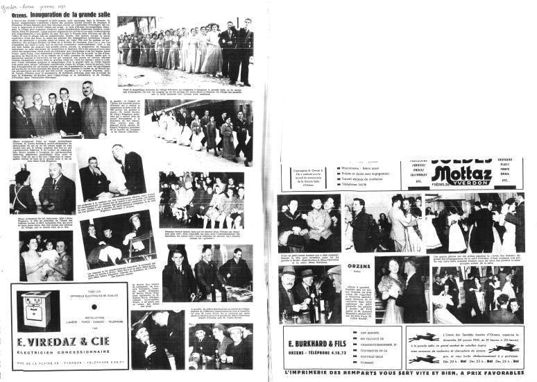 yverdon revue 1951 inauguration grande salle Orzens