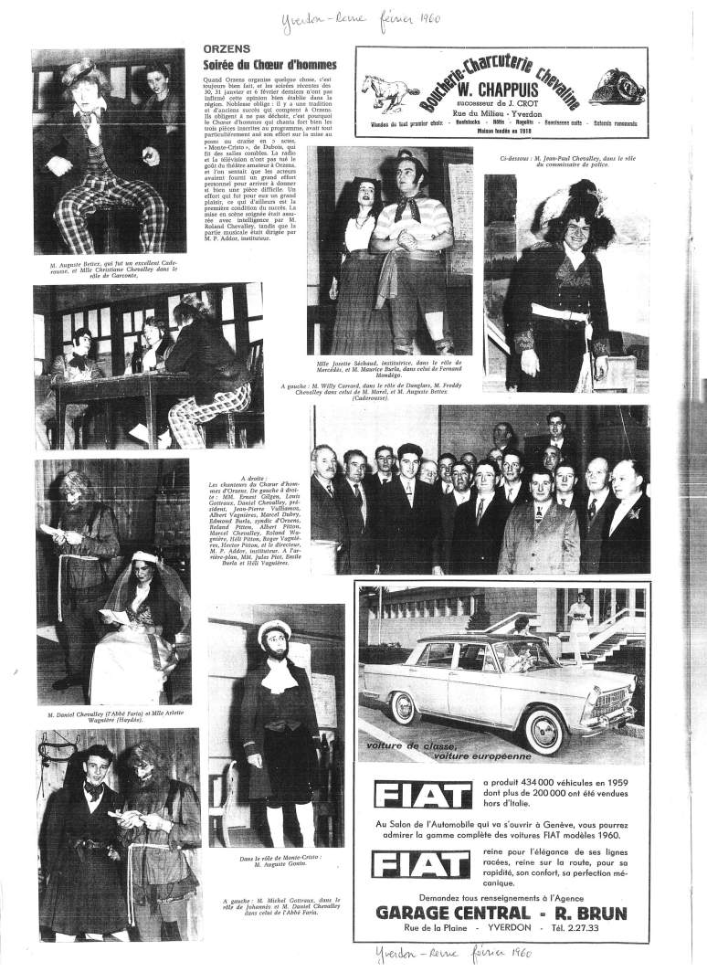 yverdon revue 1960 Monte-Cristo Orzens