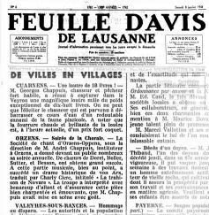 Feuille d Avis de Lausanne 08 janv 1944 La trahison de Novare ORZENS