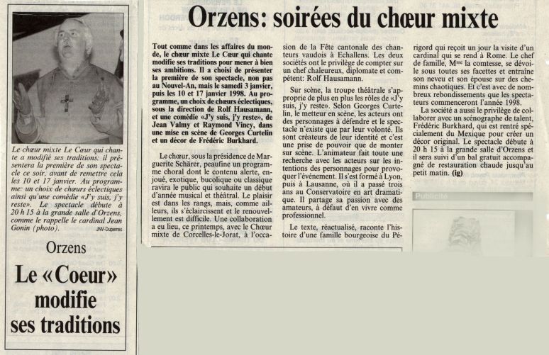 journal du Nord vaudois J y suis j y reste Orzens 3 janvier 1998