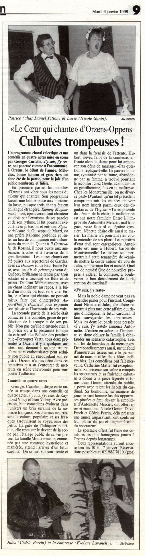 journal du Nord vaudois J y suis j y reste Orzens 6 janvier 1998