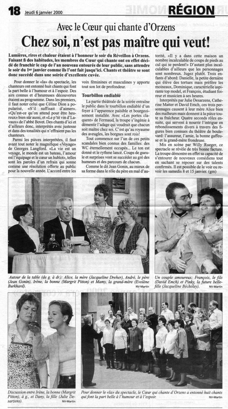 journal N V Les portes claquent Orzens 6 janvier 2000