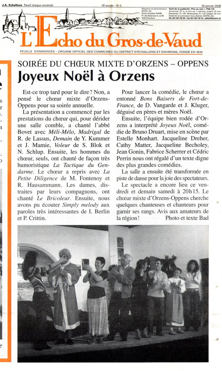 L Echo du Gros-de-Vaud Joyeux Noel Orzens 20 janvier 2006