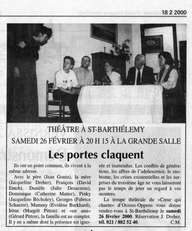 L Echo du Gros-de-Vaud Les portes claquent Orzens_St-Barthelemy 18 février 2000