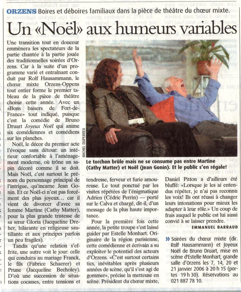 la presse N V Joyeux Noel Orzens janvier 2006 a