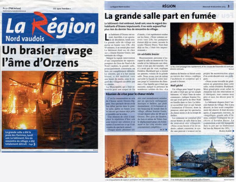 la Region N V INCENDIE 18 decembre 2013