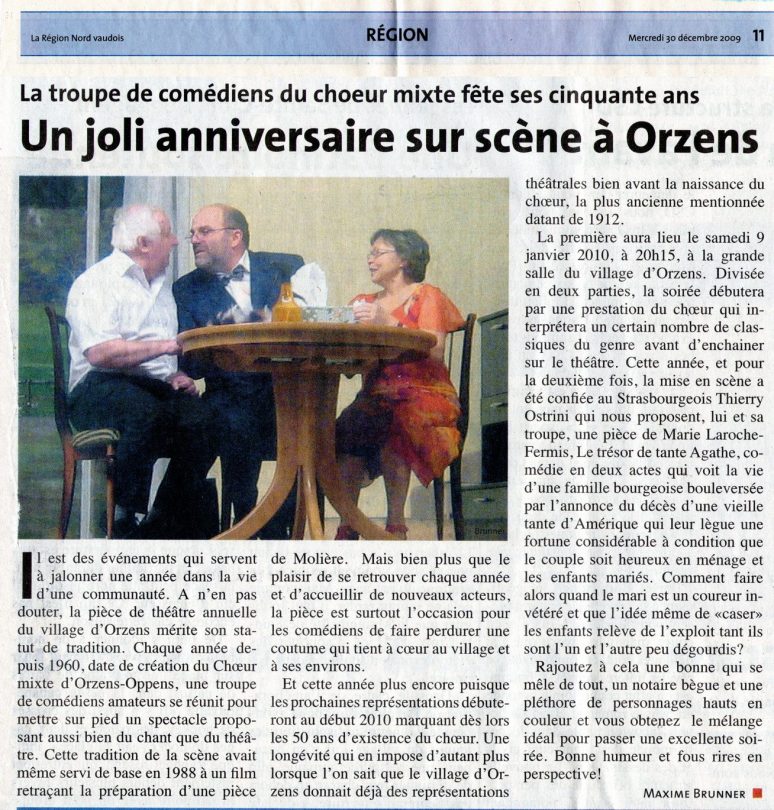 la Region N V Le tresor de la tante Agathe Orzens 30 decembre 2009