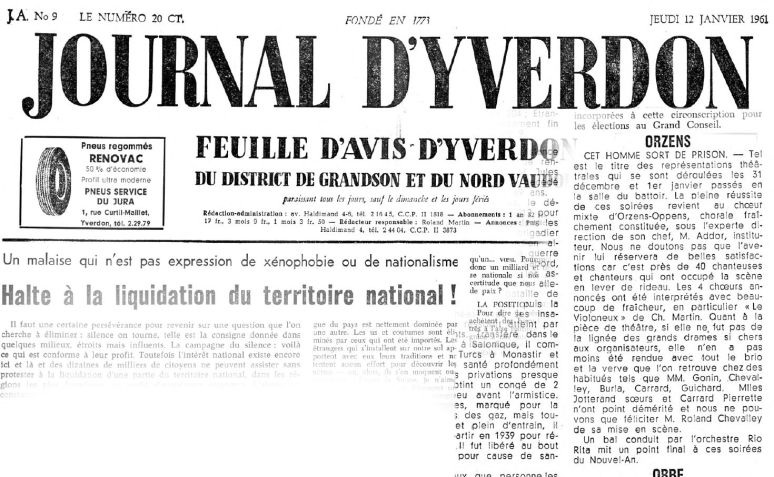 JOURNAL D YVERDON Cet homme sort de prison 12 janvier 1961