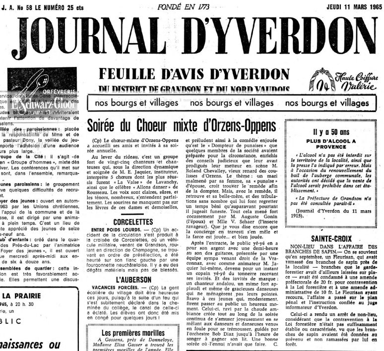 JOURNAL D YVERDON Dompteur de punaises 11 mars 1965
