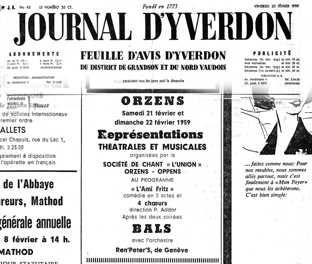 JOURNAL D YVERDON L ami Fritz 20-fevrier-1959
